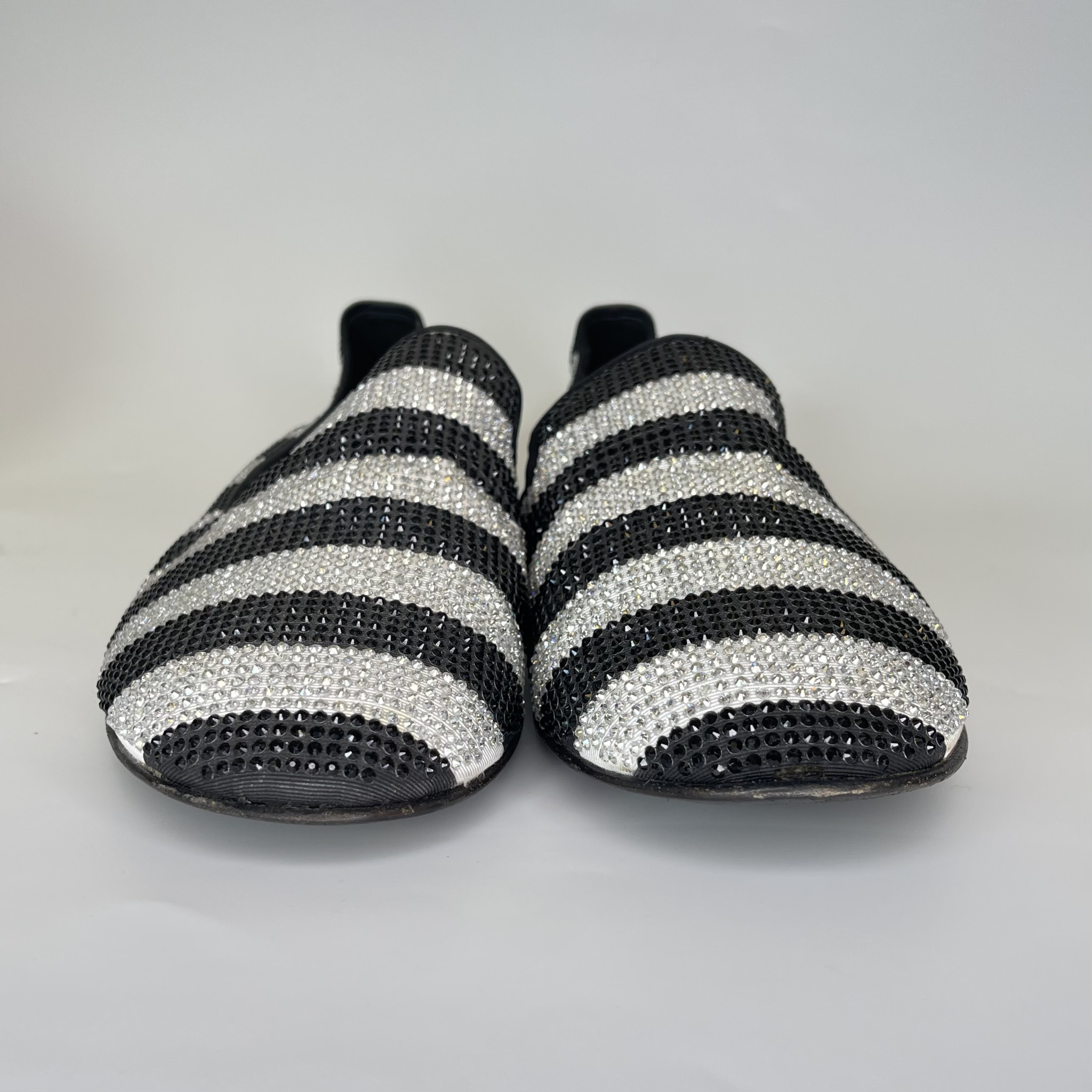 GIUSEPPE ZANOTTI BLACK AND WHITE CRYSTAL LOAFER Mens 46 EU CRTBLNCHSHP