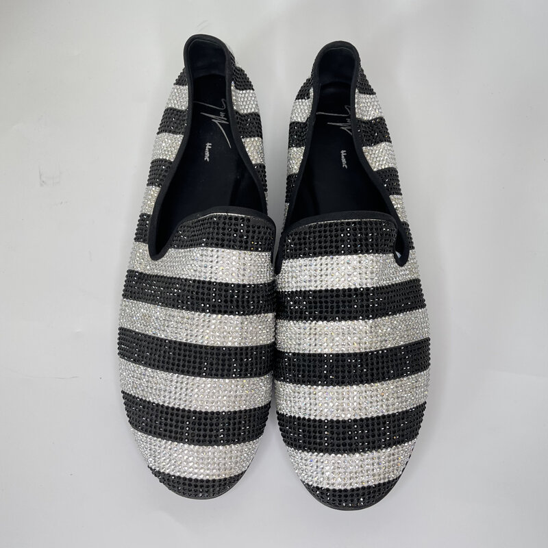 GIUSEPPE ZANOTTI GIUSEPPE ZANOTTI BLACK AND WHITE CRYSTAL LOAFER MENS (46 EU)