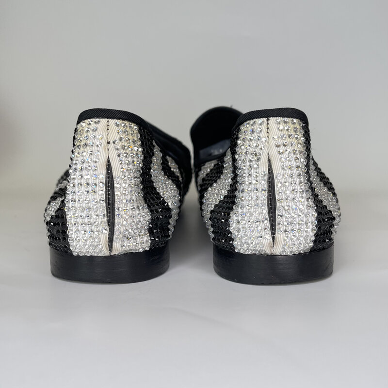 GIUSEPPE ZANOTTI GIUSEPPE ZANOTTI BLACK AND WHITE CRYSTAL LOAFER MENS (46 EU)
