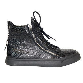 GIUSEPPE ZANOTTI GIUSEPPE ZANOTTI BLACK CROC LONDON HIGH TOP AUTOGRAPHED SNEAKERS (43.5 EU)