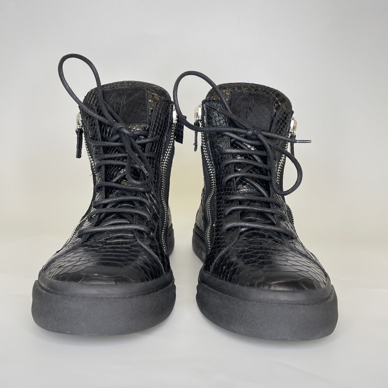 GIUSEPPE ZANOTTI GIUSEPPE ZANOTTI BLACK CROC LONDON HIGH TOP AUTOGRAPHED SNEAKERS (43.5 EU)