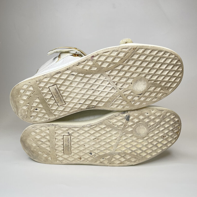 GIUSEPPE ZANOTTI GIUSEPPE ZANOTTI WHITE CROC EMBOSSED LEATHER COBY HIGH TOP SNEAKERS (44 EU)