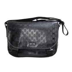 GUCCI GUCCI BLACK IMPRIME MONOGRAM FLAP MEDIUM MESSENGER BAG