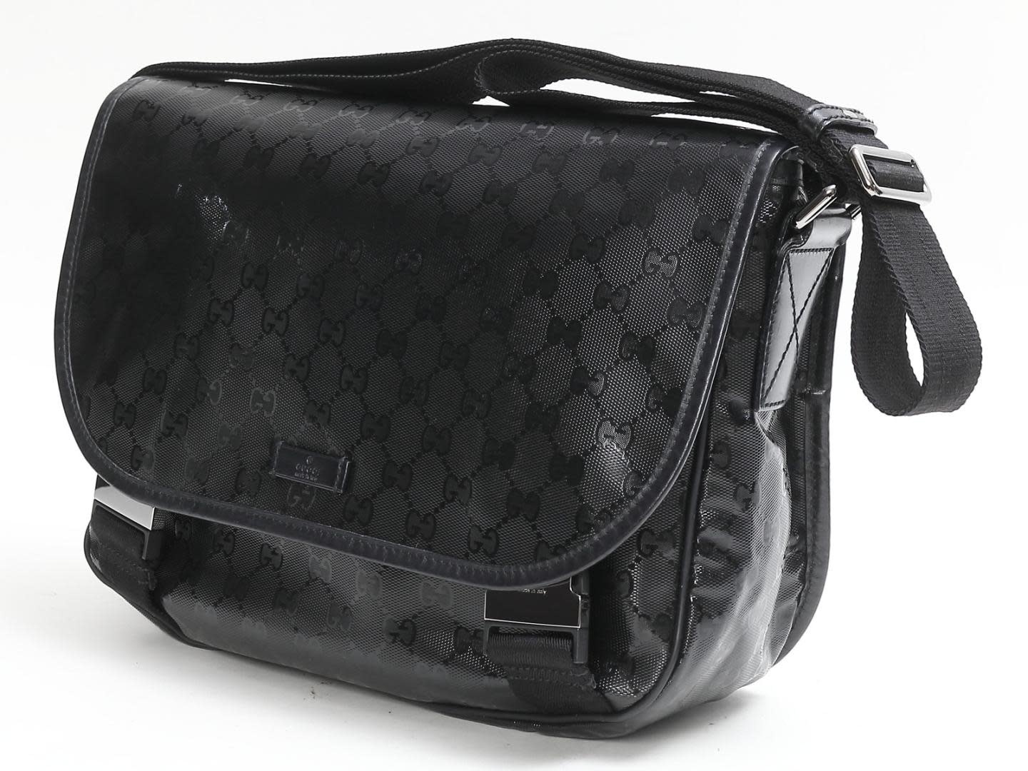 Gucci Black Imprime Monogram Flap Medium Messenger Bag (201732