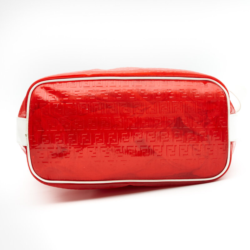 FENDI FENDI RED PVC TRANSPARENT ZUCCA SHOULDER BAG