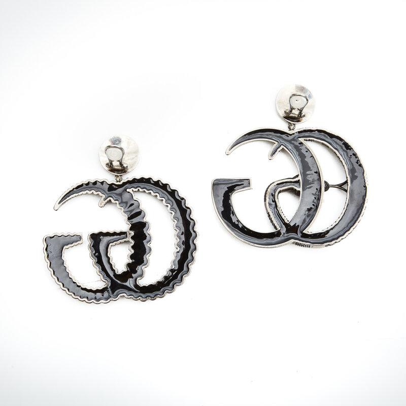 GUCCI ANTIQUED SILVER TONE SNAKE MISMATCH EARRINGS