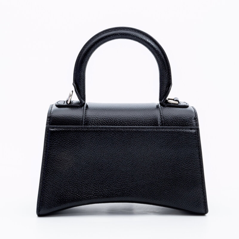 BALENCIAGA BALENCIAGA BLACK GRAINED CALFSKIN LEATHER XS HOURGLASS BAG