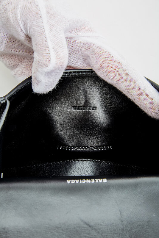 BALENCIAGA BALENCIAGA BLACK GRAINED CALFSKIN LEATHER XS HOURGLASS BAG