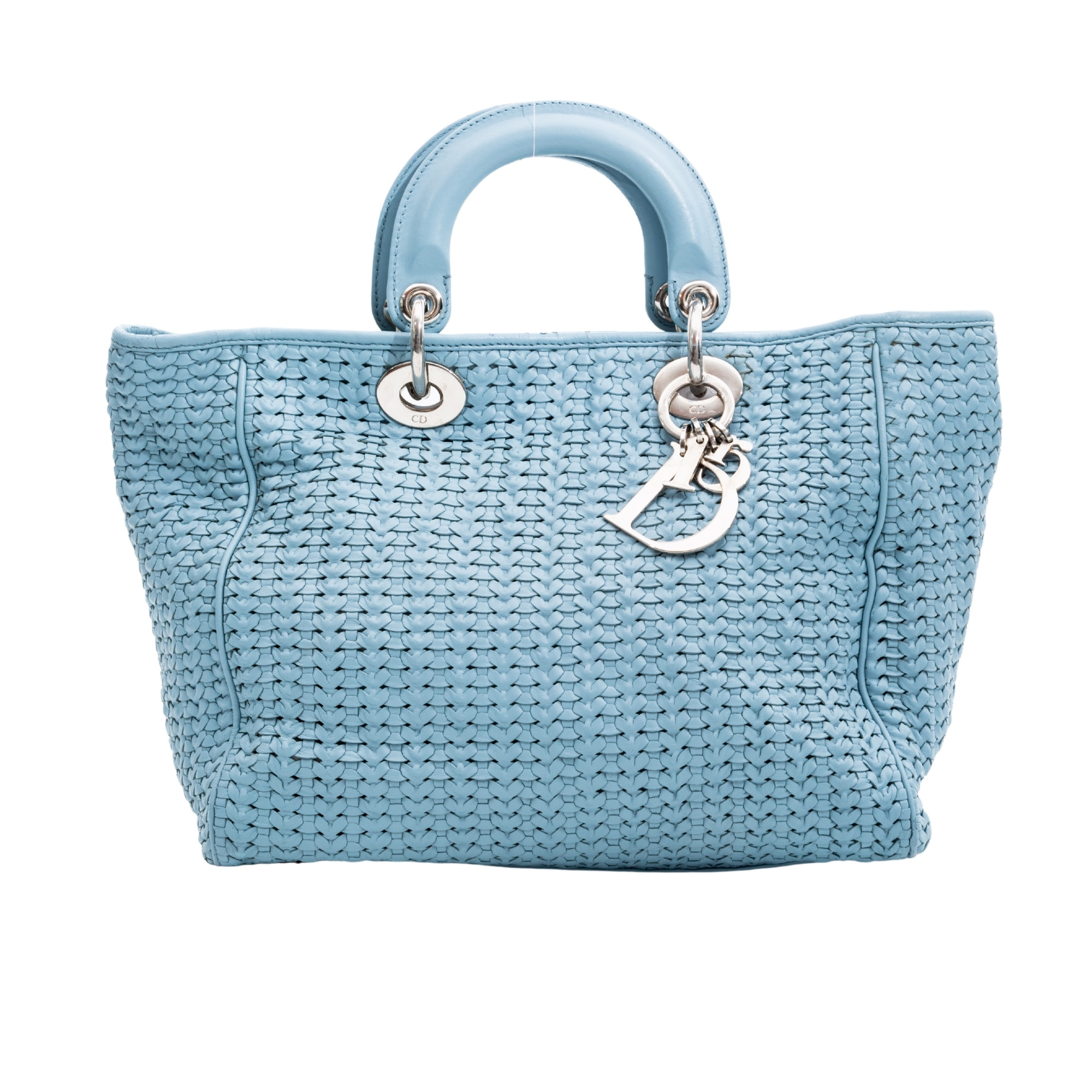 CHRISTIAN DIOR VINTAGE SMALL PASTEL BLUE LADY DIOR TOTE BAG
