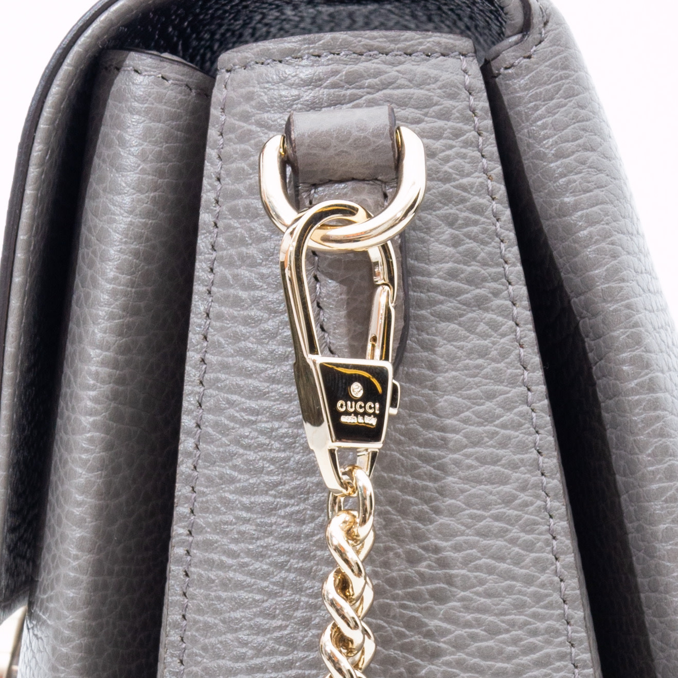 GUCCI Dollar Calfskin Interlocking G Top Handle Shoulder Bag Loess