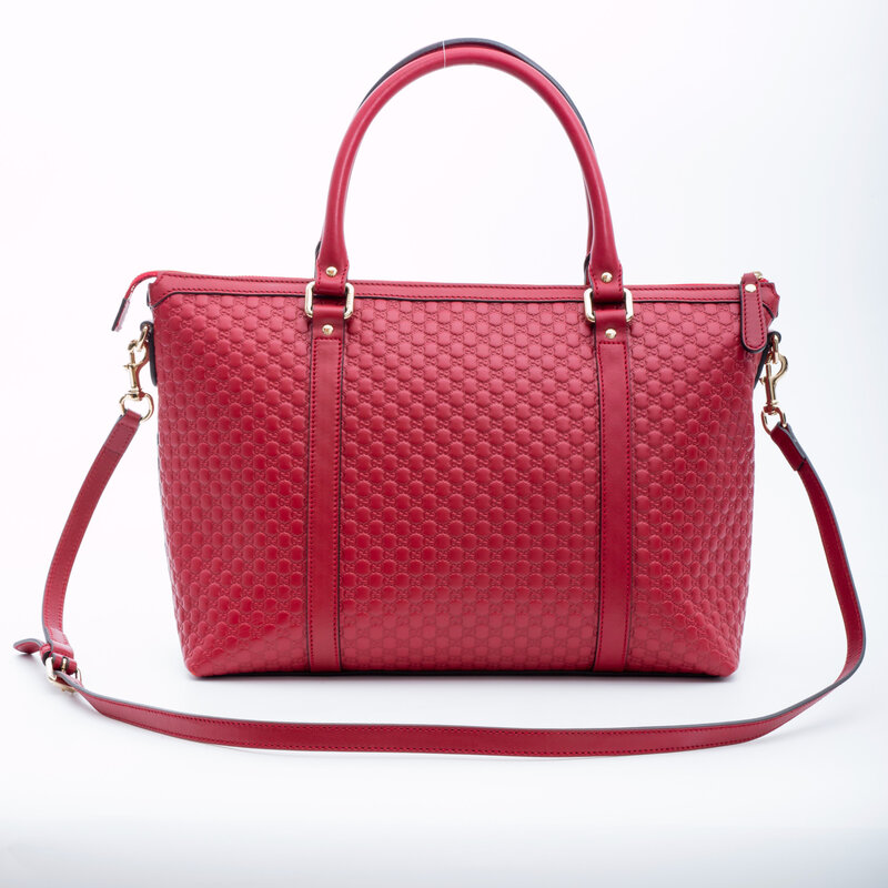 GUCCI GUCCI MICROGUCCISSIMA MARGAUX SATCHEL TOTE BAG RED