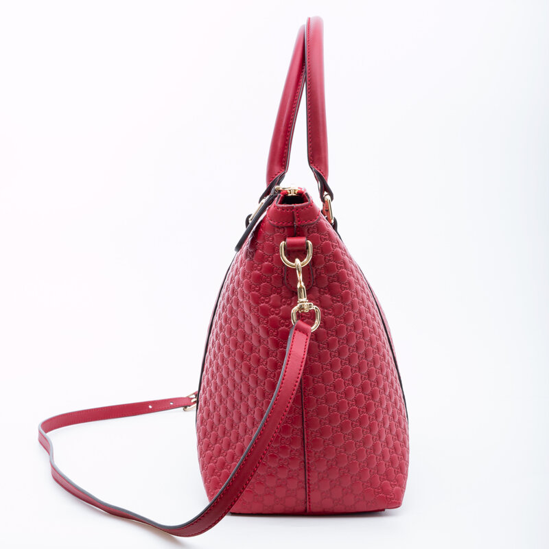 GUCCI GUCCI MICROGUCCISSIMA MARGAUX SATCHEL TOTE BAG RED