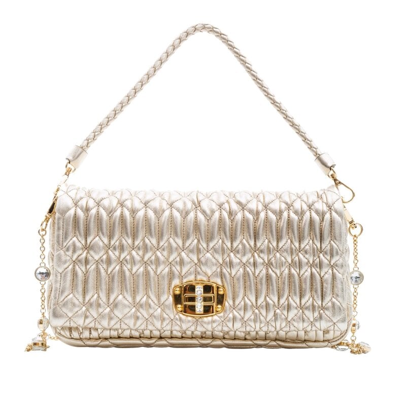 MIU MIU CLOQUET NAPPA LEATHER SHOULDER EVENING BAG - CRTBLNCHSHP