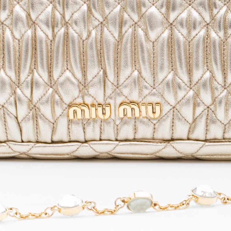 MIU MIU MIU MIU CLOQUET NAPPA LEATHER SHOULDER EVENING BAG