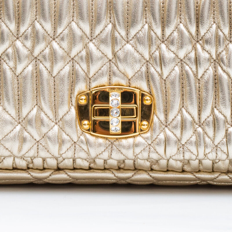 MIU MIU MIU MIU CLOQUET NAPPA LEATHER SHOULDER EVENING BAG