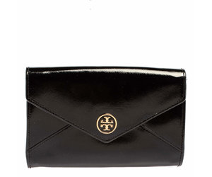 TORY BURCH PATENT ENVELOPE HANDBAG BLACK - CRTBLNCHSHP