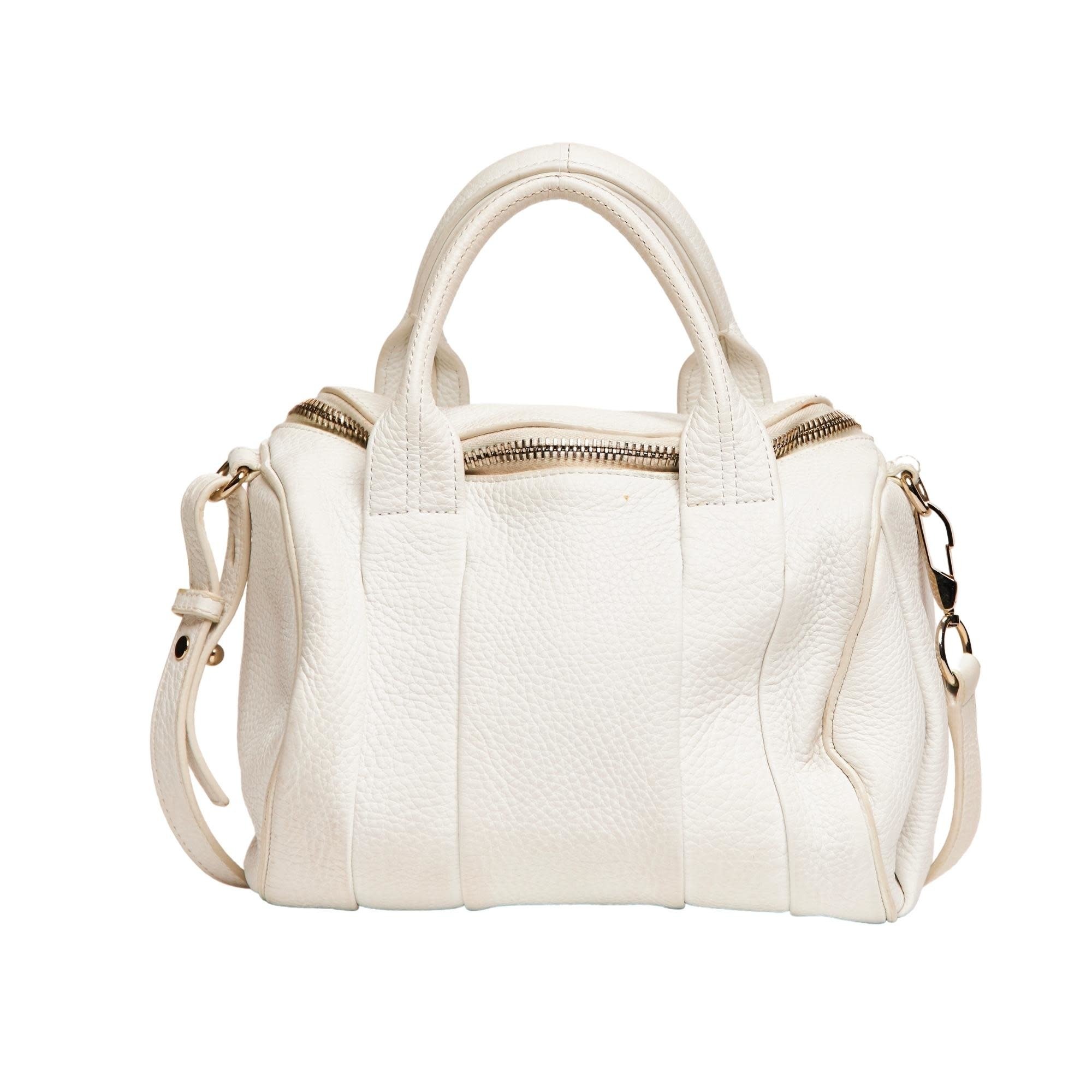 ALEXANDER WANG STUD-BOTTOM CREAM LEATHER ROCCO DUFFEL BAG