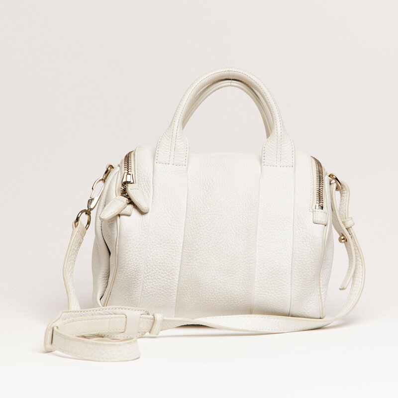 ALEXANDER WANG STUD-BOTTOM CREAM LEATHER ROCCO DUFFEL BAG