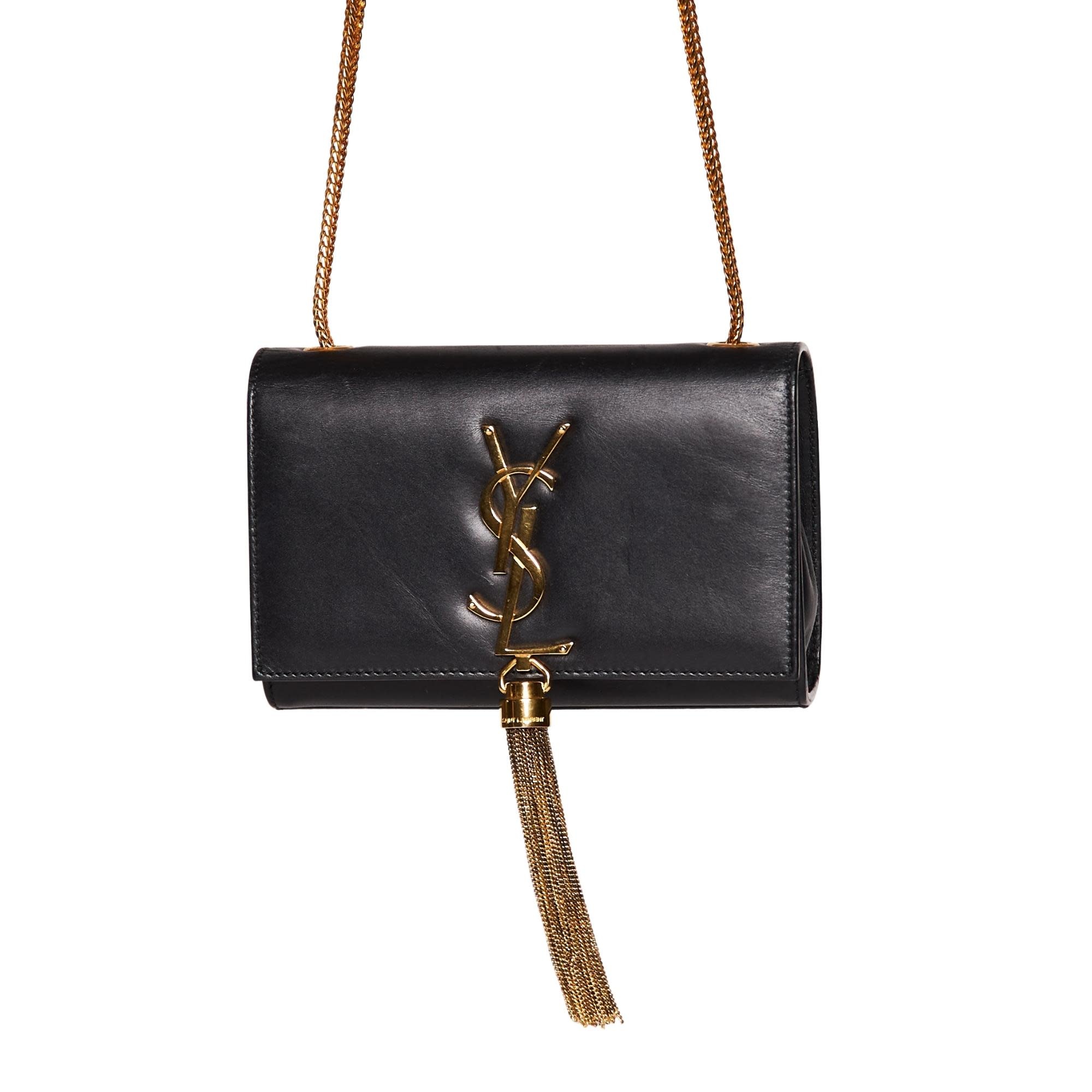 SAINT LAURENT Classic Monogram Kate Small Bag – Black on Black