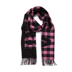 BALENCIAGA BALENCIAGA LOGO BUFFALO PINK & BLACK CHECK OVERSIZE SCARF (614831)