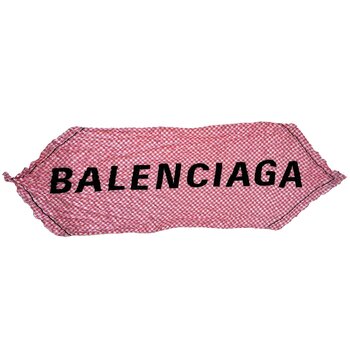 BALENCIAGA BALENCIAGA HOUNDSTOOTH CHECK PINK LOGO SILK SCARF (692032)