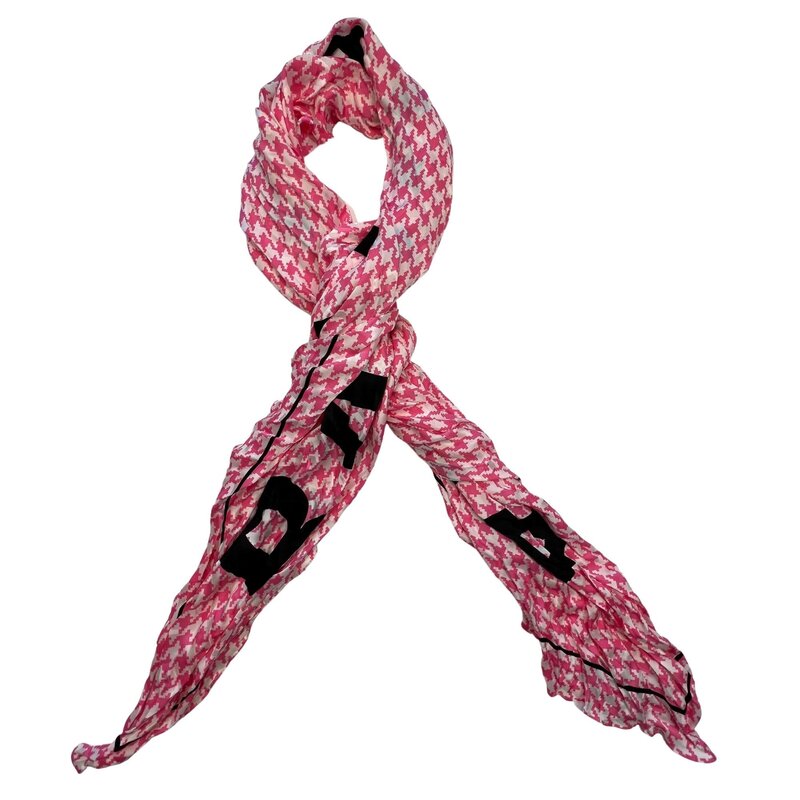 BALENCIAGA BALENCIAGA HOUNDSTOOTH CHECK PINK LOGO SILK SCARF (692032)