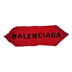 BALENCIAGA BALENCIAGA HEART LOVE RED LOGO SILK SCARF (614874)