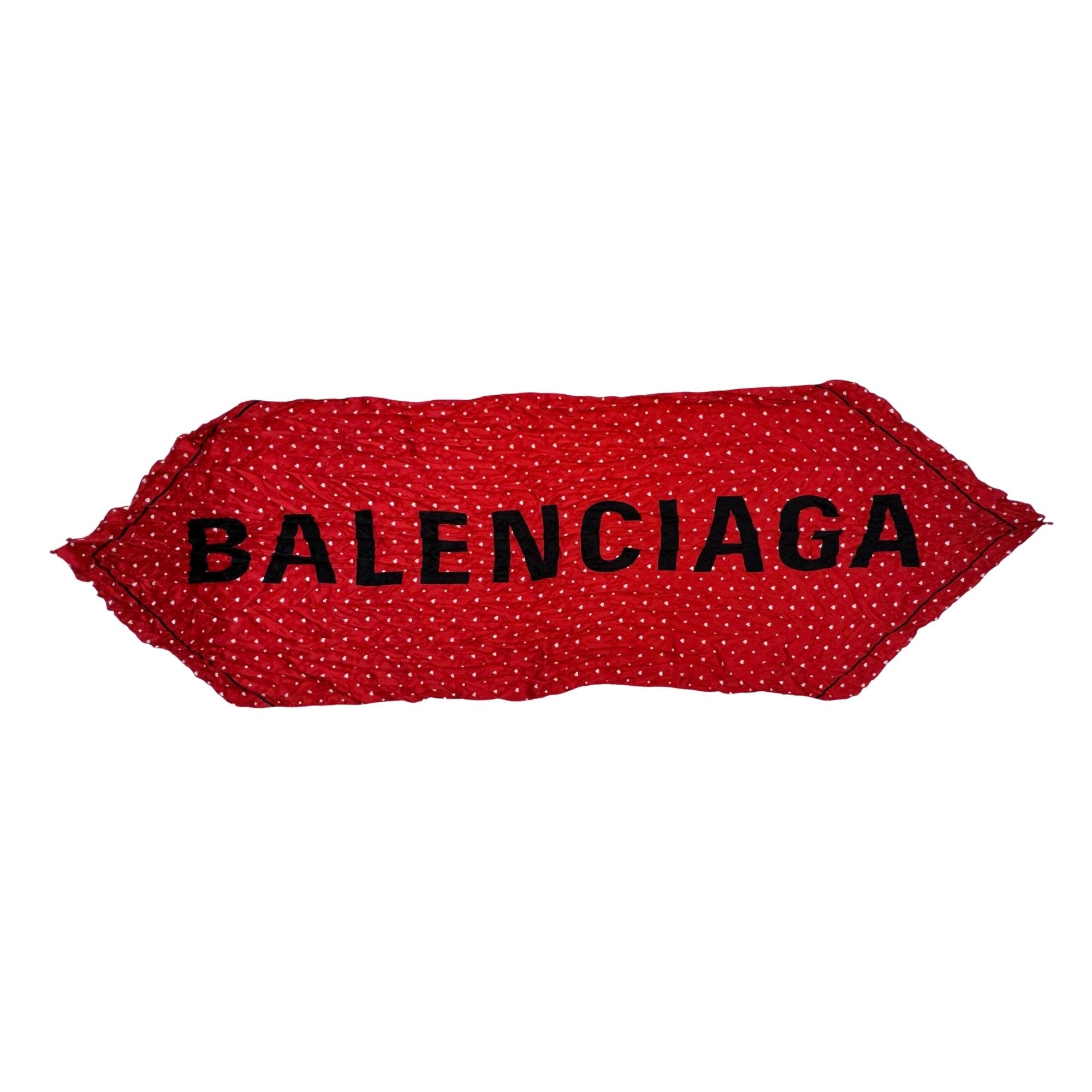BALENCIAGA HEART LOVE RED LOGO SILK SCARF 614874 CRTBLNCHSHP
