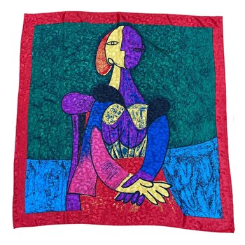 PICASSO VINTAGE RED/GREEN SILK NECKERCHIEF