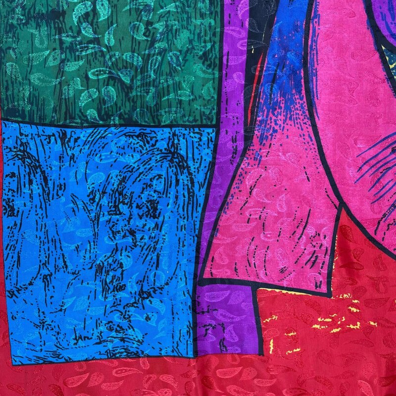 PICASSO VINTAGE RED/GREEN SILK NECKERCHIEF