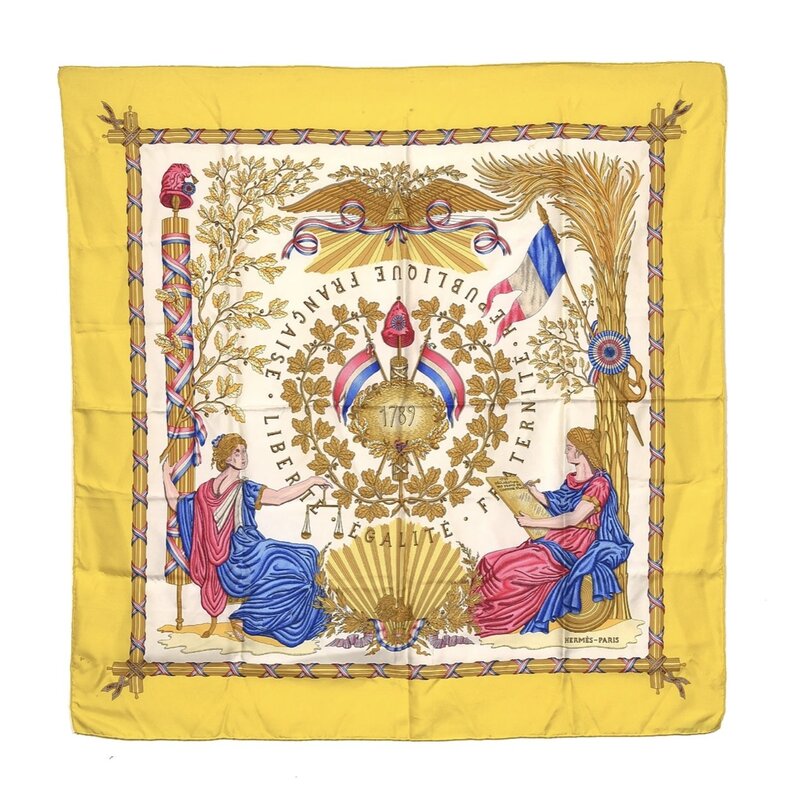 HERMÈS HERMÈS 1789 LIBERTE EGALITE FRATERNITE SILK SCARF NECKERCHIEF