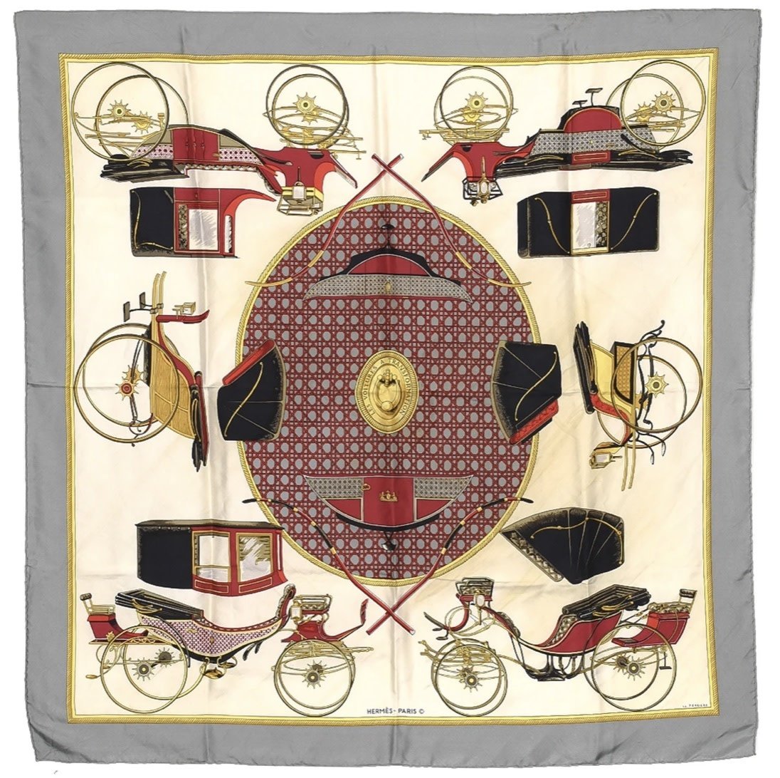 HERMES LES VOITURES A TRANSFORMATION CARS SILK SCARF NECKERCHIEF