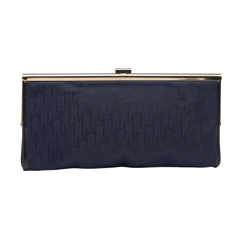 CHRISTIAN DIOR DIOR VINTAGE DENIM NAVY TROTTER CLUTCH