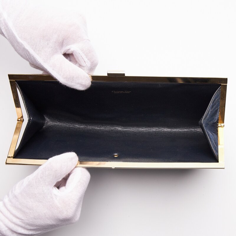 CHRISTIAN DIOR DIOR VINTAGE DENIM NAVY TROTTER CLUTCH