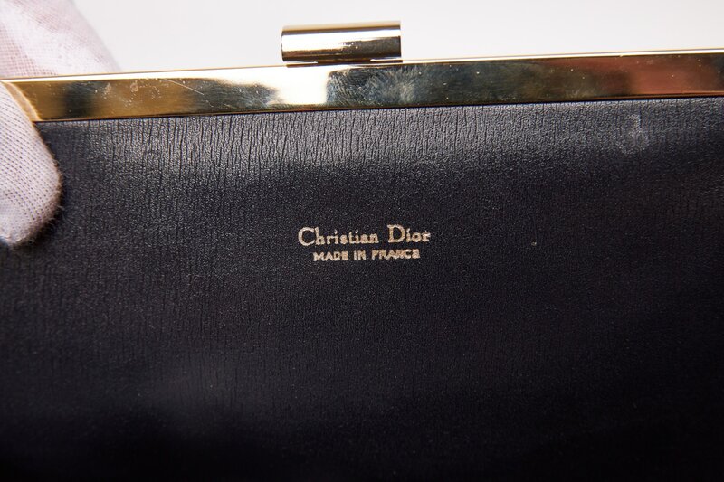 CHRISTIAN DIOR VINTAGE DENIM NAVY TROTTER CLUTCH