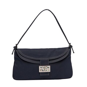 FENDI FENDI NAVY COTTON BAGUETTE BAG