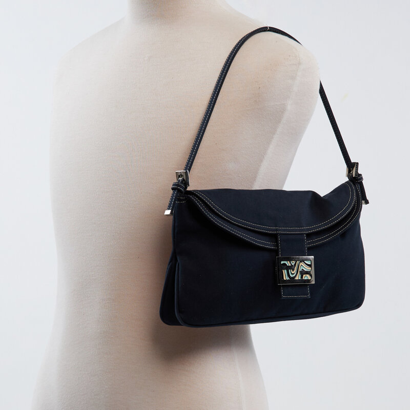 FENDI FENDI NAVY DENIM COTTON  X PUCCI BAGUETTE BAG RARE