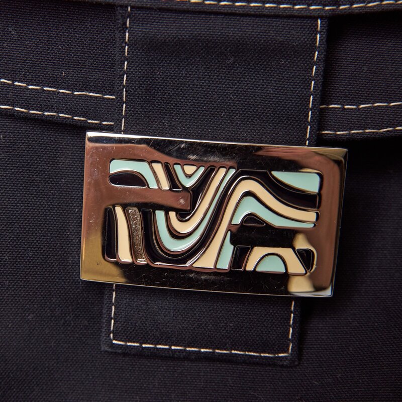 FENDI FENDI NAVY COTTON BAGUETTE BAG