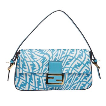 FENDI FENDI X SARAH COLEMAN CANVAS BLUE FF VERTIGO BAGUETTE BAG (2021)