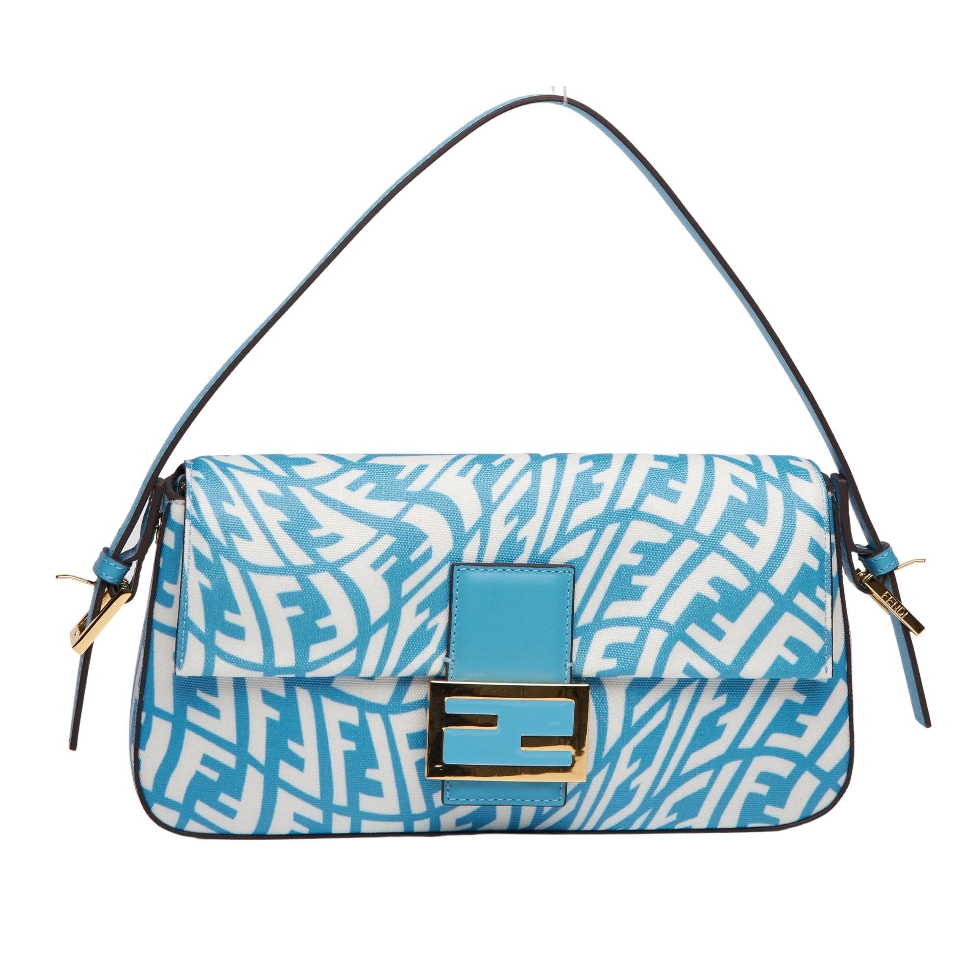 FENDI X SARAH COLEMAN CANVAS BLUE FF VERTIGO BAGUETTE BAG (2021)