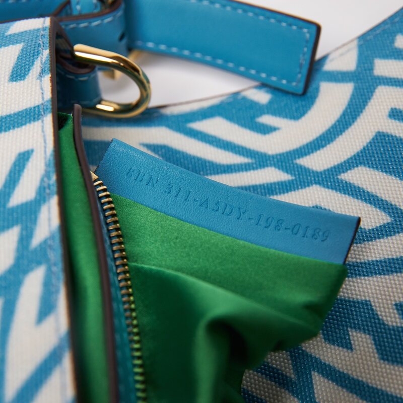 FENDI FENDI X SARAH COLEMAN CANVAS BLUE FF VERTIGO BAGUETTE BAG