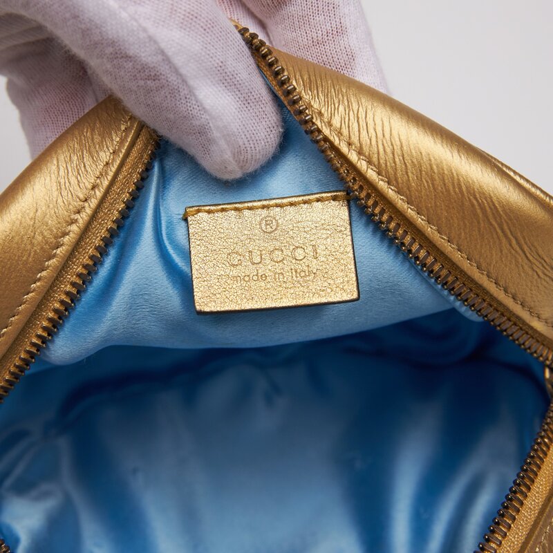 GUCCI MINI GG MARMONT ROUND SHOULDER BAG GOLD (550154)