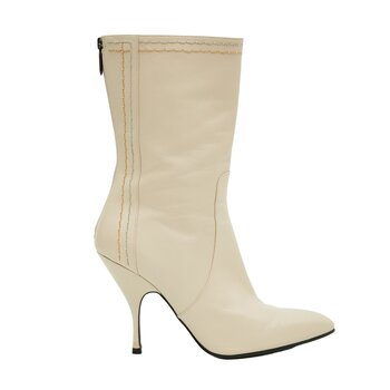 BOTTEGA VENETA BOTTEGA VENETA NEUTRALS BOOT HEEL MID CALF BOOTIE (EU 40)