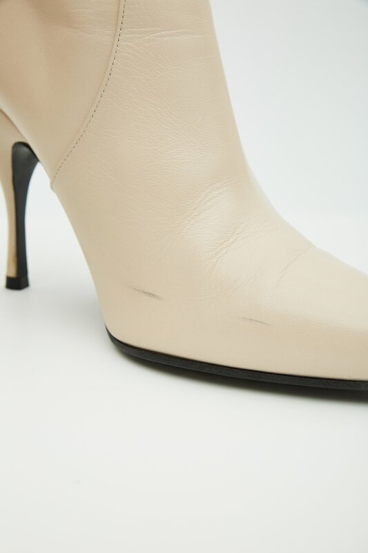 BOTTEGA VENETA BOTTEGA VENETA NEUTRALS BOOT HEEL MID CALF BOOTIE (EU 40)