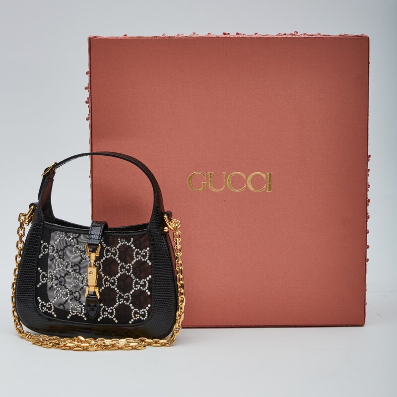 GUCCI CRYSTAL GG LIZARD JACKIE 1961 MINI BAG (677027)