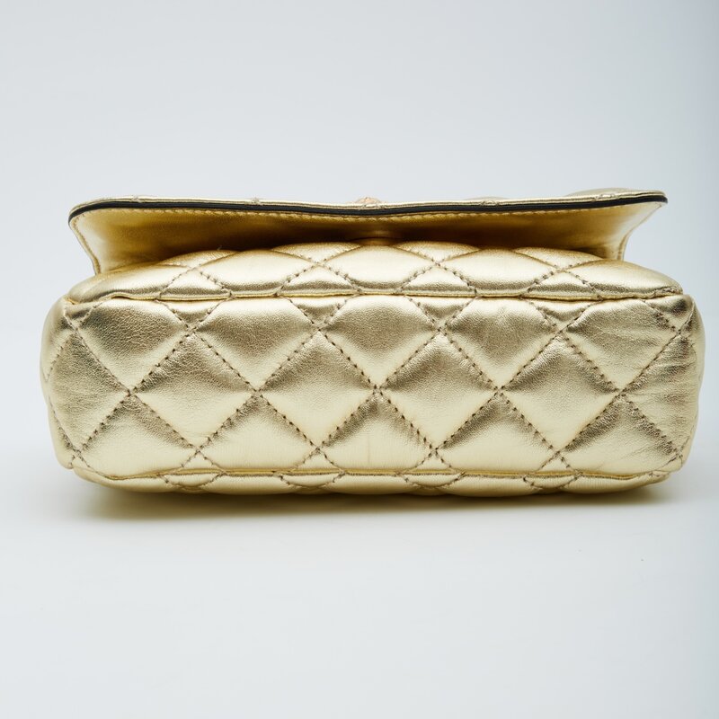 VERSACE VERSACE QUILTED LEATHER GOLD MEDUSA HEAD SMALL FLAP CROSSBODY BAG