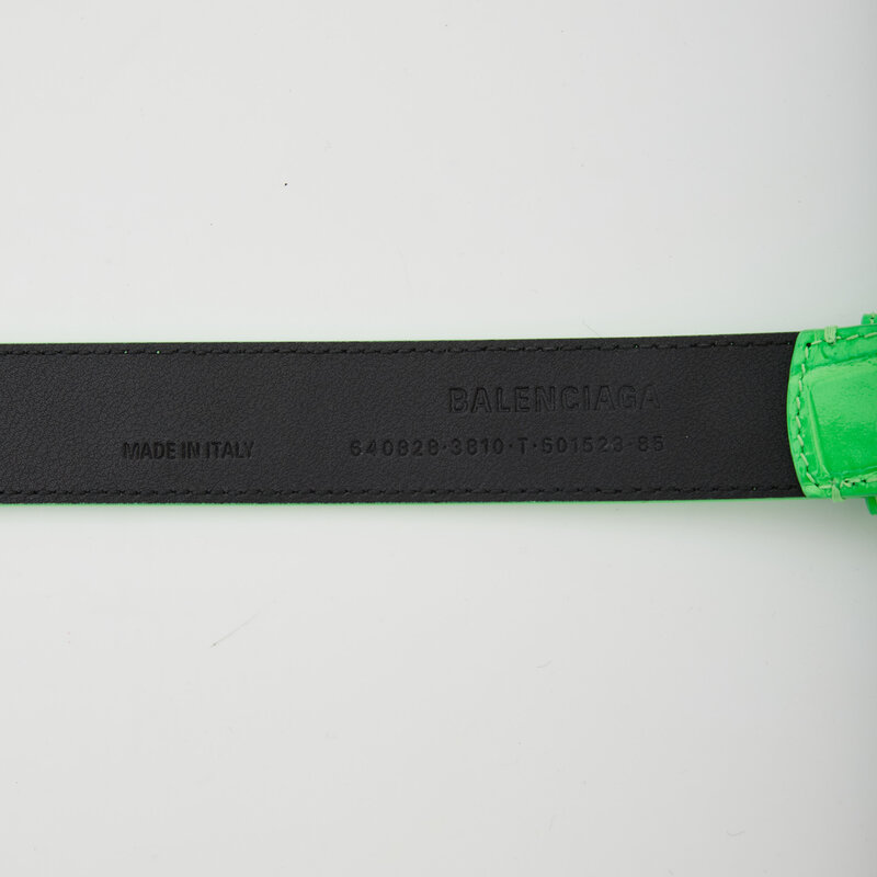 BALENCIAGA FLUO GREEN THIN HOURGLASS BELT (SIZE 85/34)