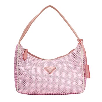 PRADA PRADA SATIN CRYSTAL MINI RE-EDITION 2000 BAG ALABASTRO