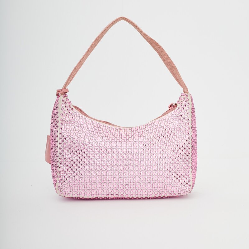 PRADA PRADA SATIN CRYSTAL MINI RE-EDITION 2000 BAG ALABASTRO