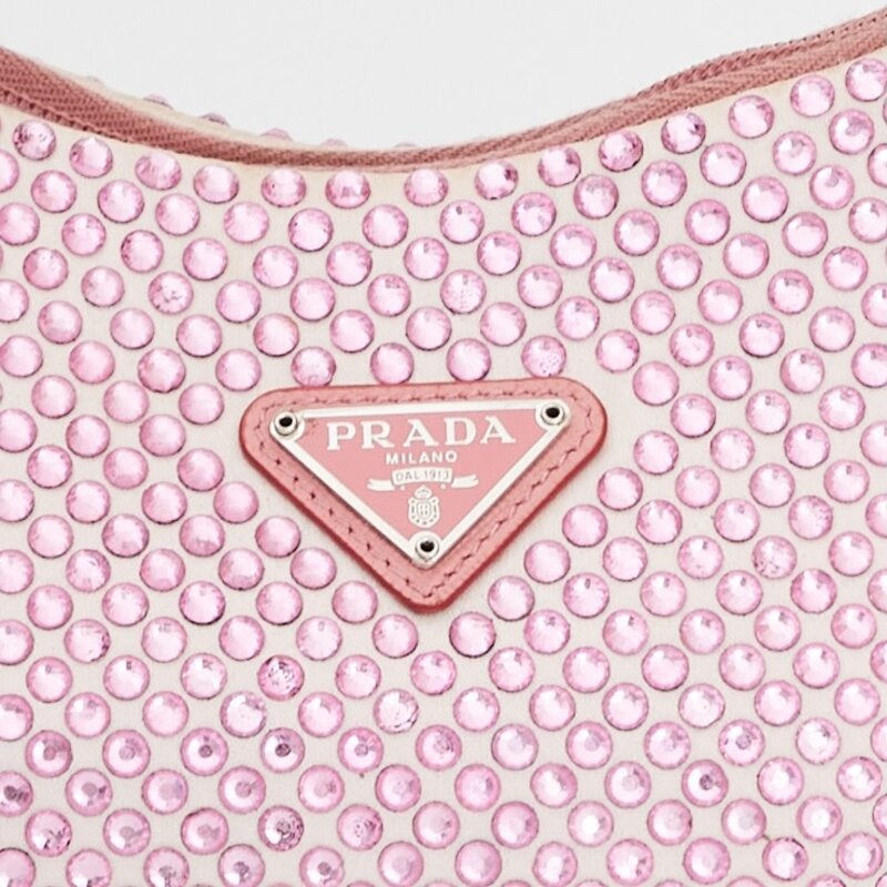 PRADA PRADA SATIN CRYSTAL MINI RE-EDITION 2000 BAG ALABASTRO